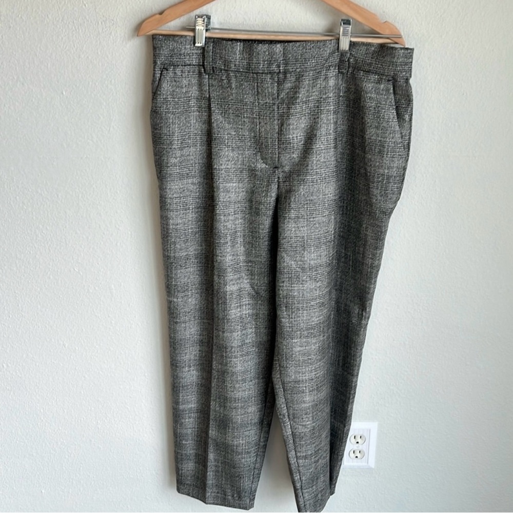 LOFT Womens NEW Large Cropped Sparkle Plaid Ankle Pants NWT